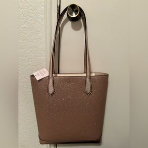 NWT Kate Spade Tinsel Rose Gold Glitter Shoulder Tote Bag